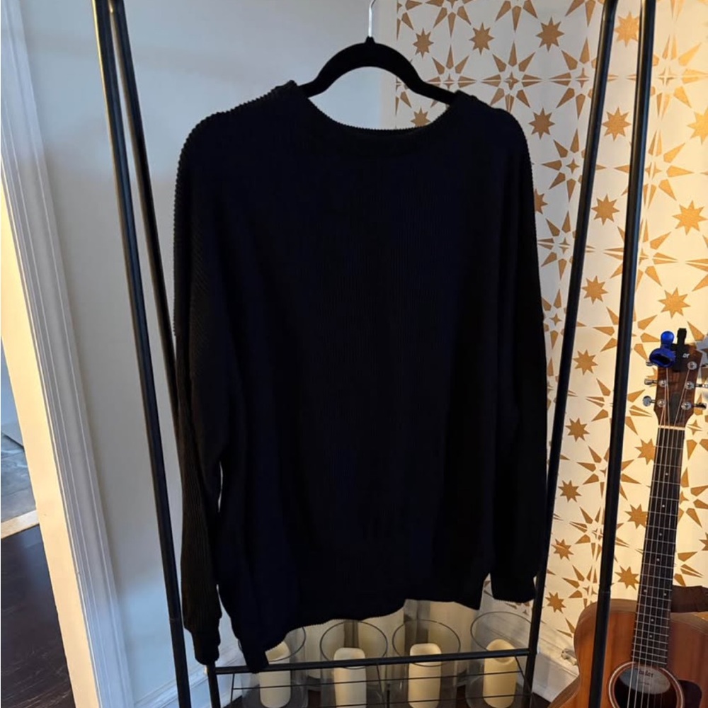 Talulah Classic Black Ribbed Knit Sweater